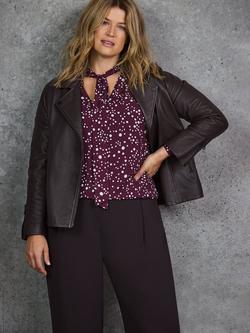 Live Unlimited Curve Spot Print Neck Tie Blouse, Purple - view 2, Purple