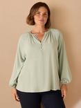 Live Unlimited Curve Button Detail Blouse, Green