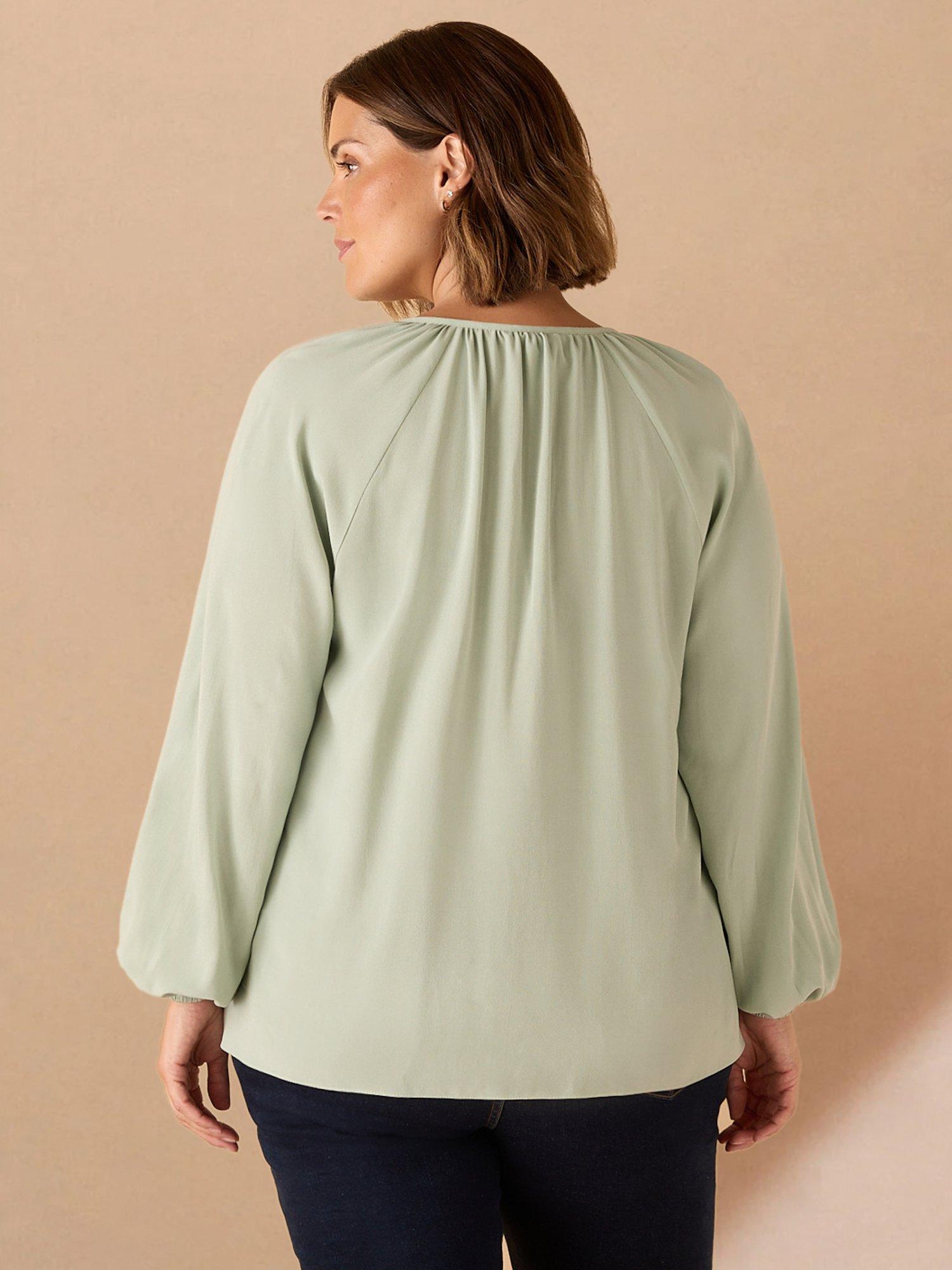 Product image 4 of 4, which shows Live Unlimited Curve Button Detail Blouse, Green, 14