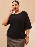Live Unlimited Curve Round Neck Knit T-Shirt, Black