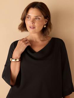 Live Unlimited Curve Cowl Neck Overlay Top, Black - view 2, Black