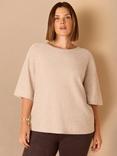 Live Unlimited Curve Elbow Sleeve Knit Top, Natural