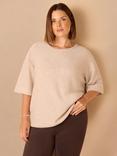 Live Unlimited Curve Elbow Sleeve Knit Top, Natural