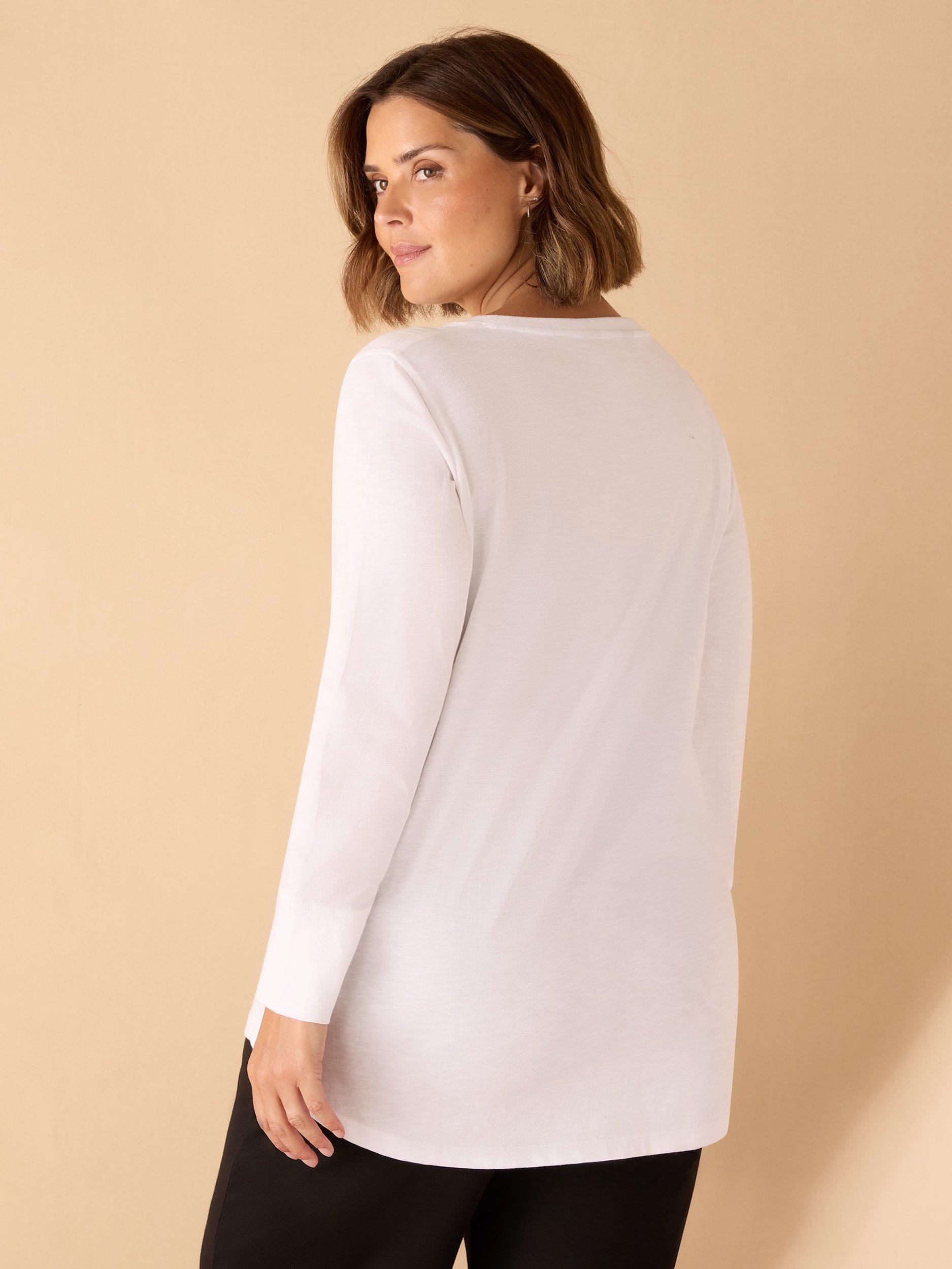 Product image 3 of 3, which shows Live Unlimited Curve Slub Crew Neck Top, White, 12