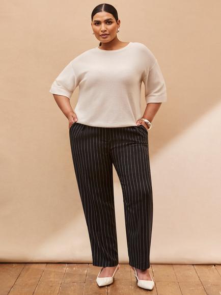 Live Unlimited Curve Pinstripe Tailored Trousers, Black, Black