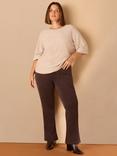 Live Unlimited Curve Faux Suede Flared Trousers, Brown