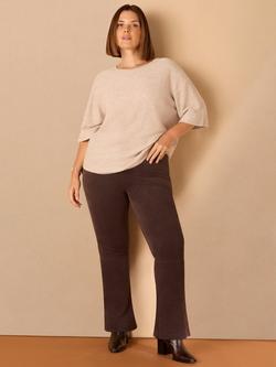 Live Unlimited Curve Faux Suede Flared Trousers, Brown, Brown