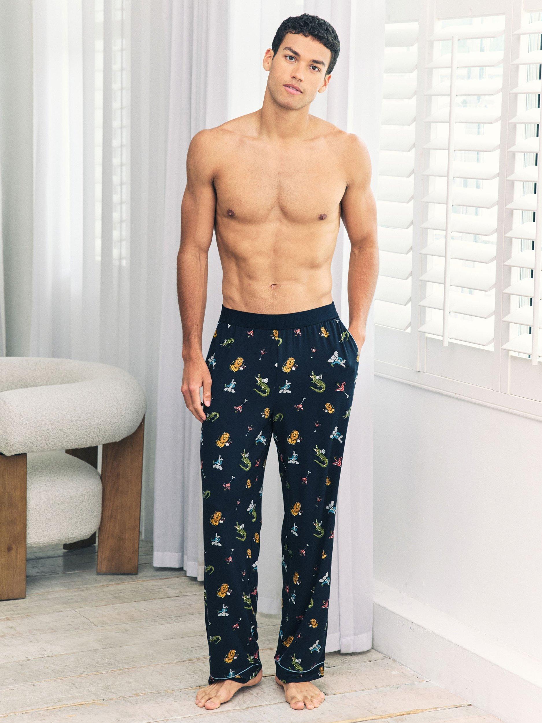 Product image 1 of 5, which shows Chelsea Peers Wild Dining Print Bottoms, Navy, S