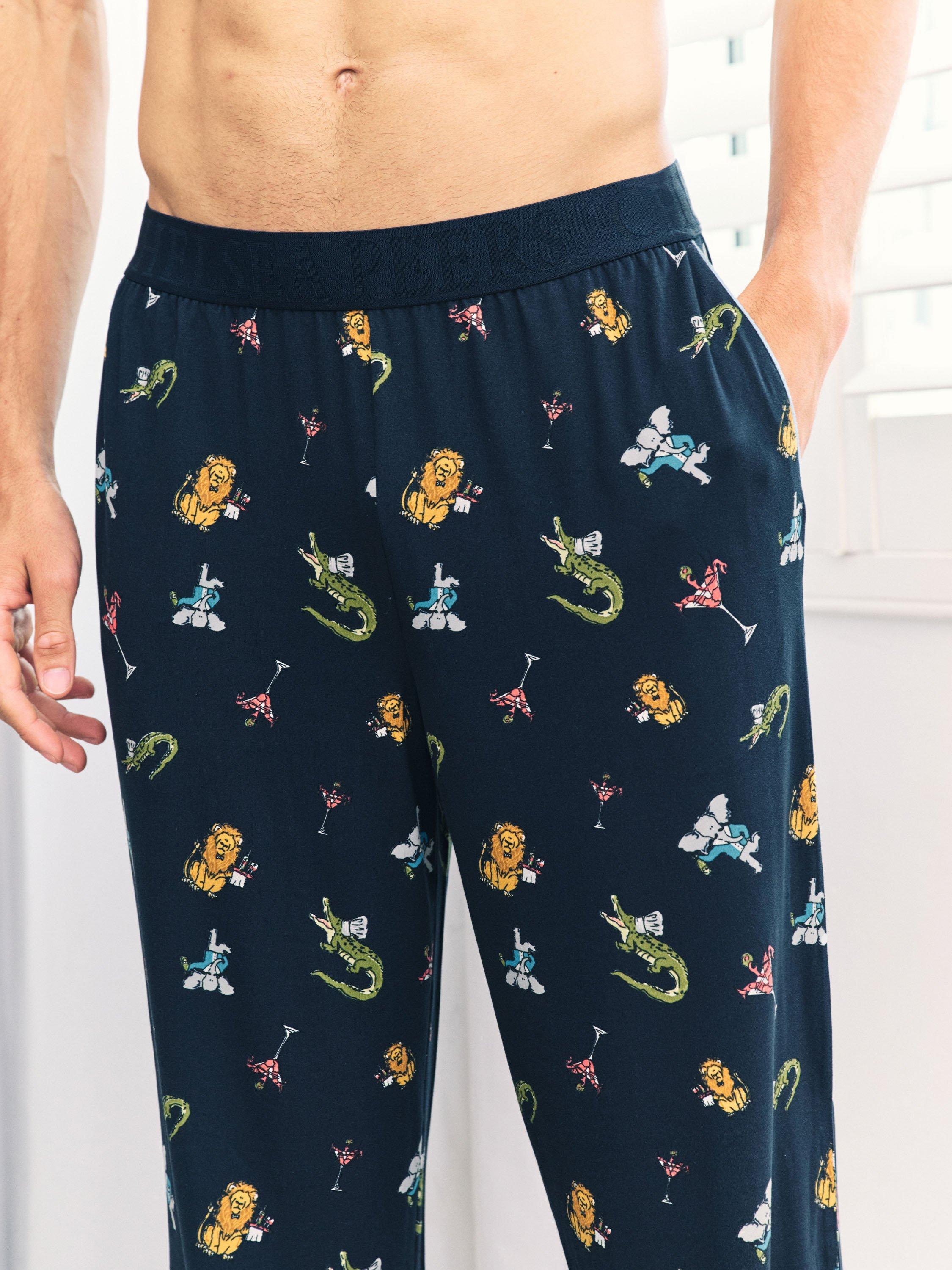 Product image 3 of 5, which shows Chelsea Peers Wild Dining Print Bottoms, Navy, S