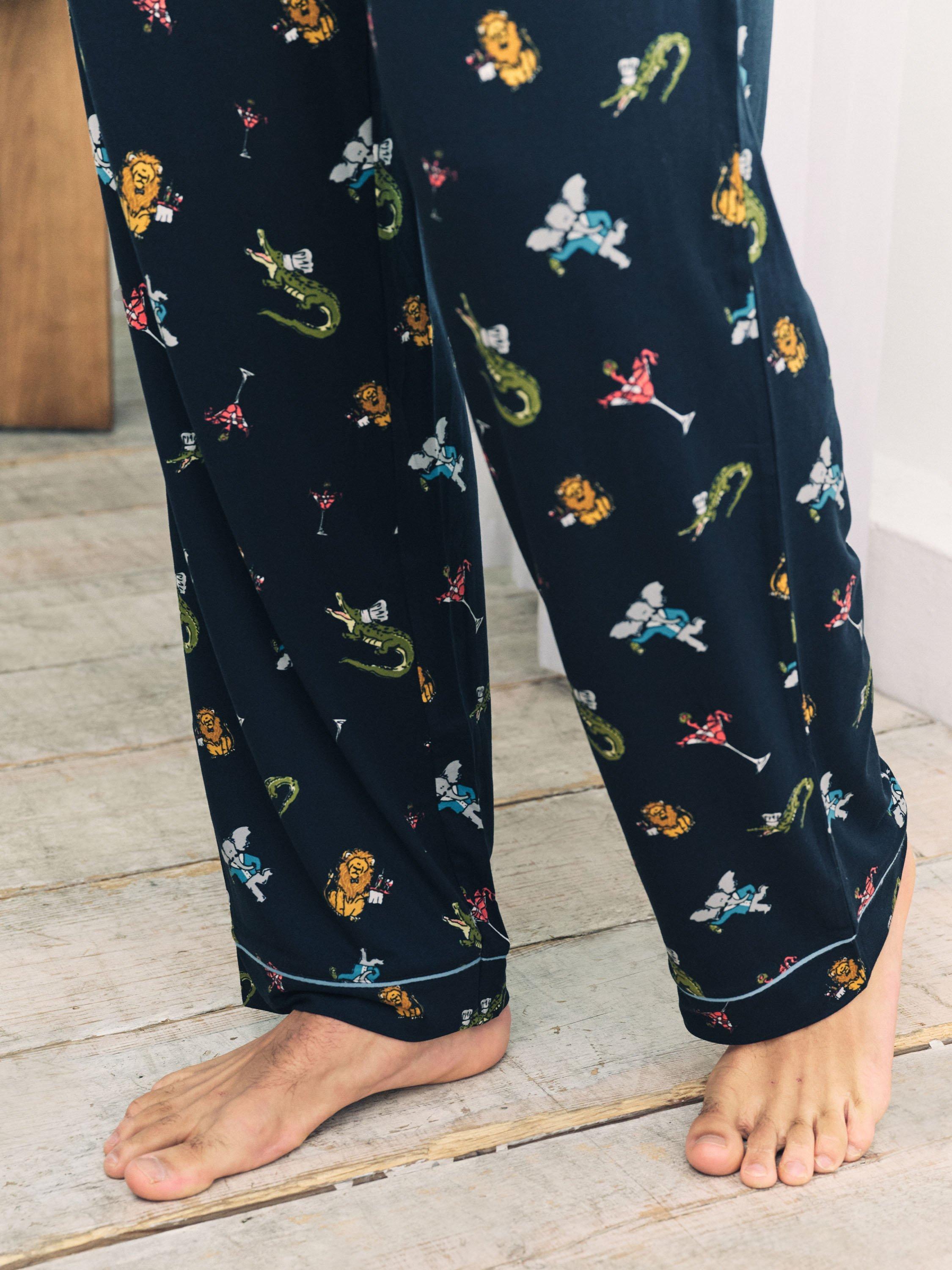 Product image 5 of 5, which shows Chelsea Peers Wild Dining Print Bottoms, Navy, S