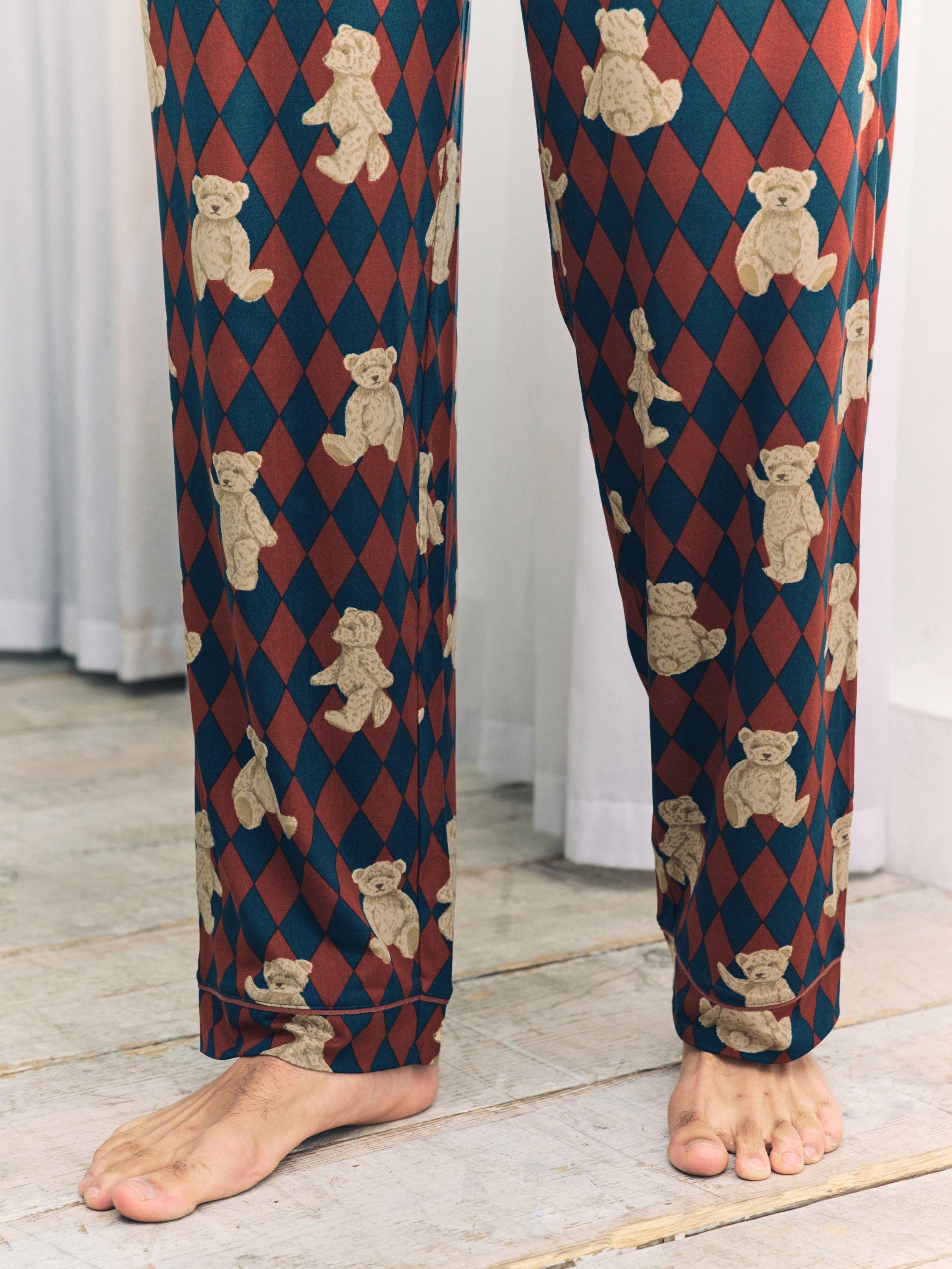Product image 5 of 5, which shows Chelsea Peers Argyle Teddy Bear Print Bottoms, Multi, S