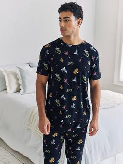 Chelsea Peers Wild Dining Print Pyjama Set, Navy/Multi - view 2, Navy/Multi