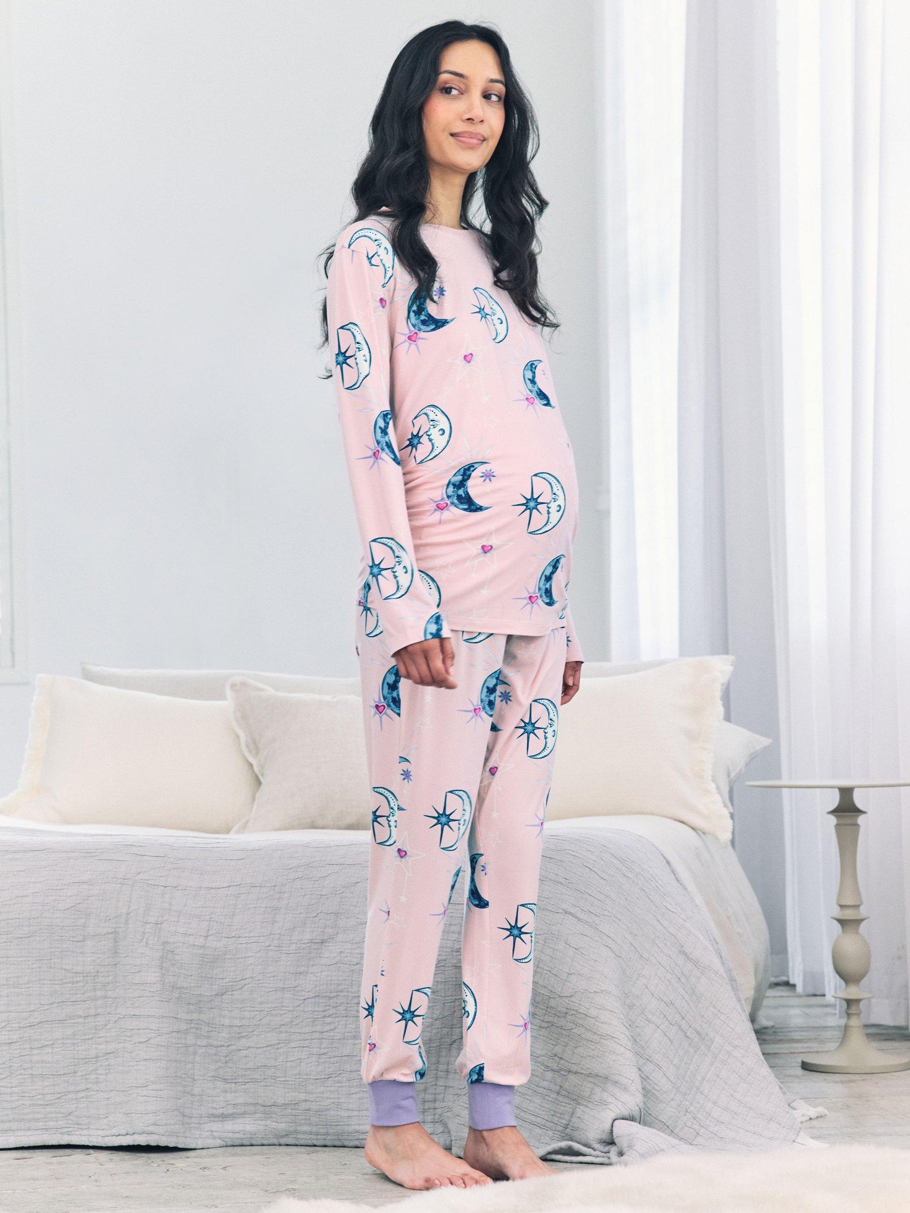 Product image 1 of 6, which shows Chelsea Peers Astral Hearts Maternity Pyjama Set, Pink, 6