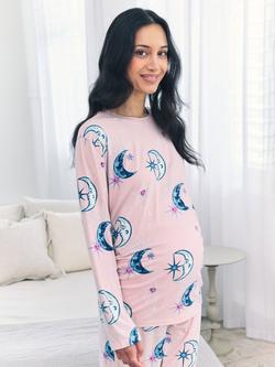 Chelsea Peers Astral Hearts Maternity Pyjama Set, Pink - view 2, Pink