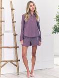 Chelsea Peers Stripe Shorty Pyjama Set, Burgundy