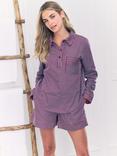 Chelsea Peers Stripe Shorty Pyjama Set, Burgundy