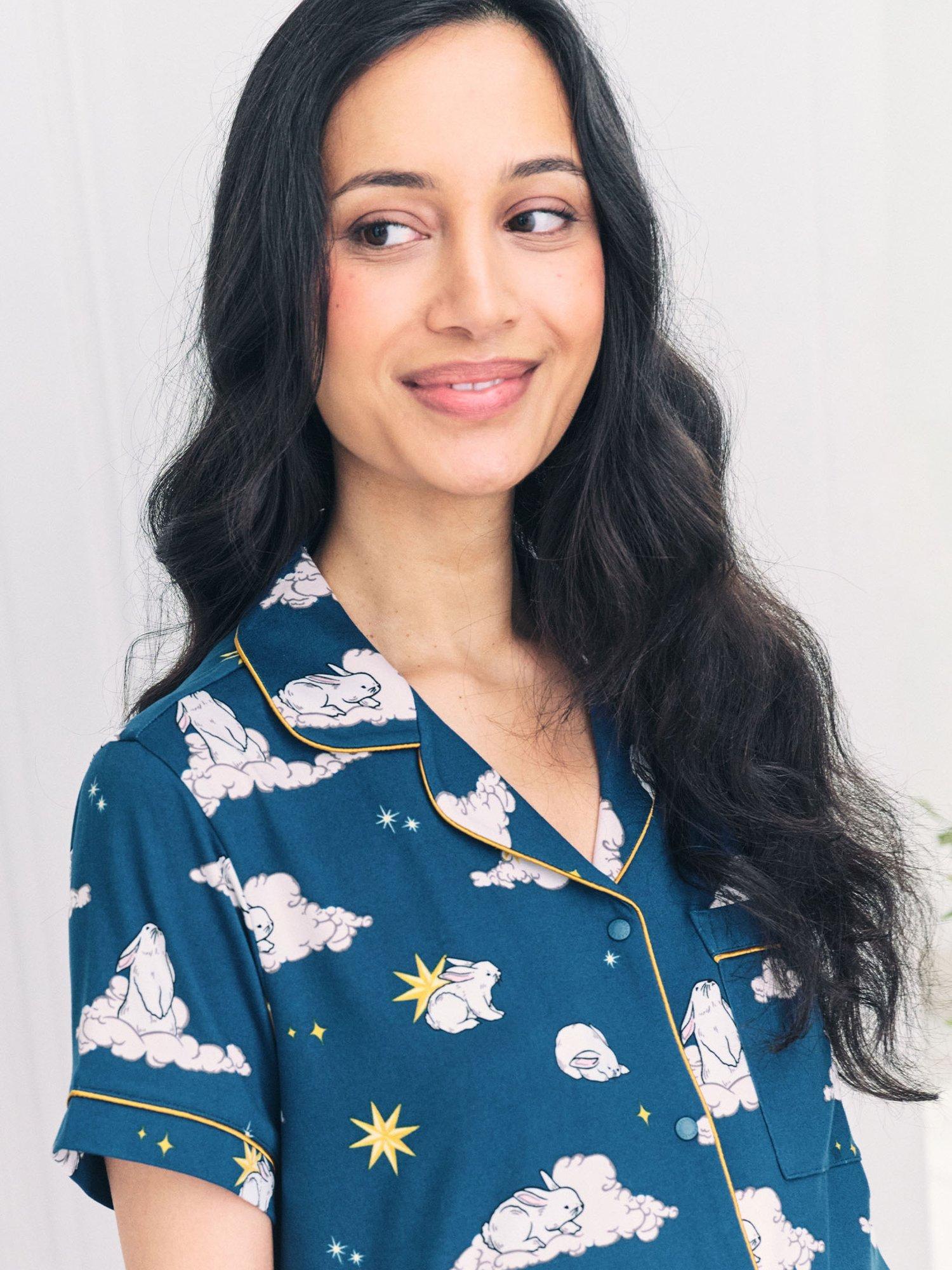 Product image 4 of 5, which shows Chelsea Peers Celestial Bunny Maternity Pyjama Set, Teal, 6