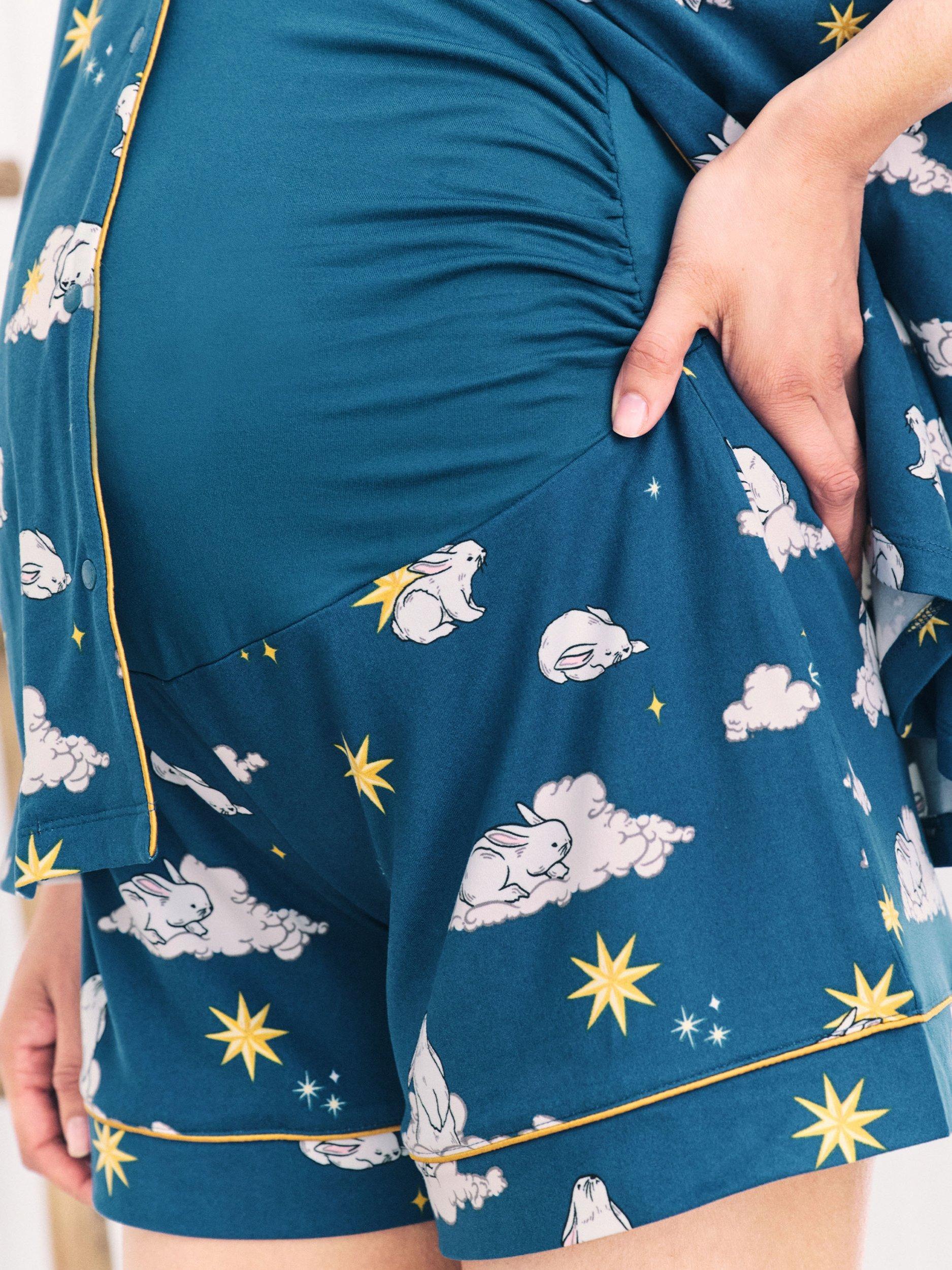Product image 5 of 5, which shows Chelsea Peers Celestial Bunny Maternity Pyjama Set, Teal, 6