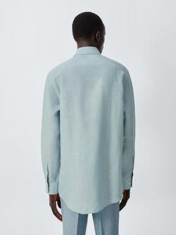 John Lewis Linen Blend Regular Fit Shirt - view 2, Aqua Mint