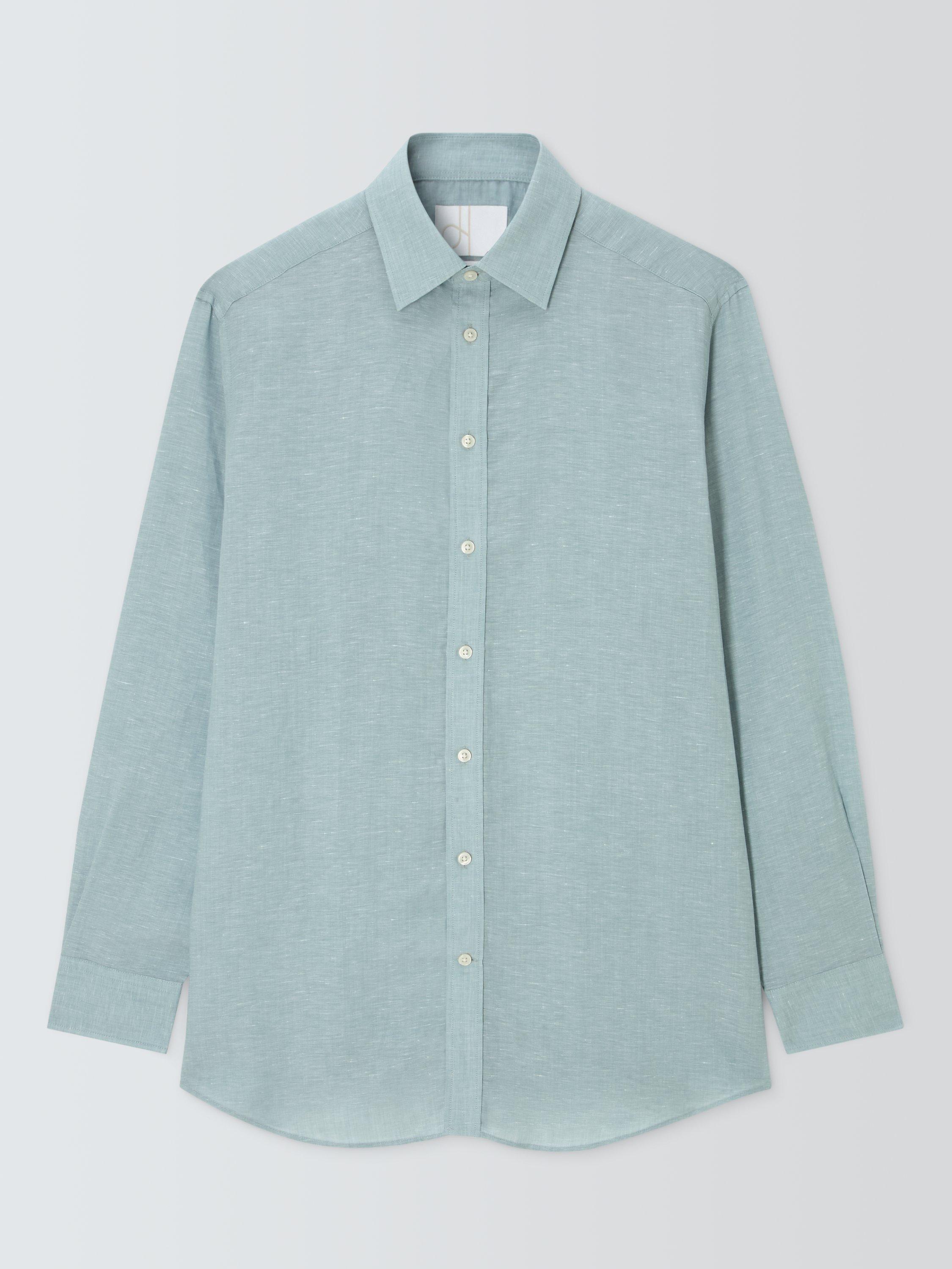 Product image 4 of 8, which shows John Lewis Linen Lyocell Regular Fit Shirt, Aqua Mint, 15/R