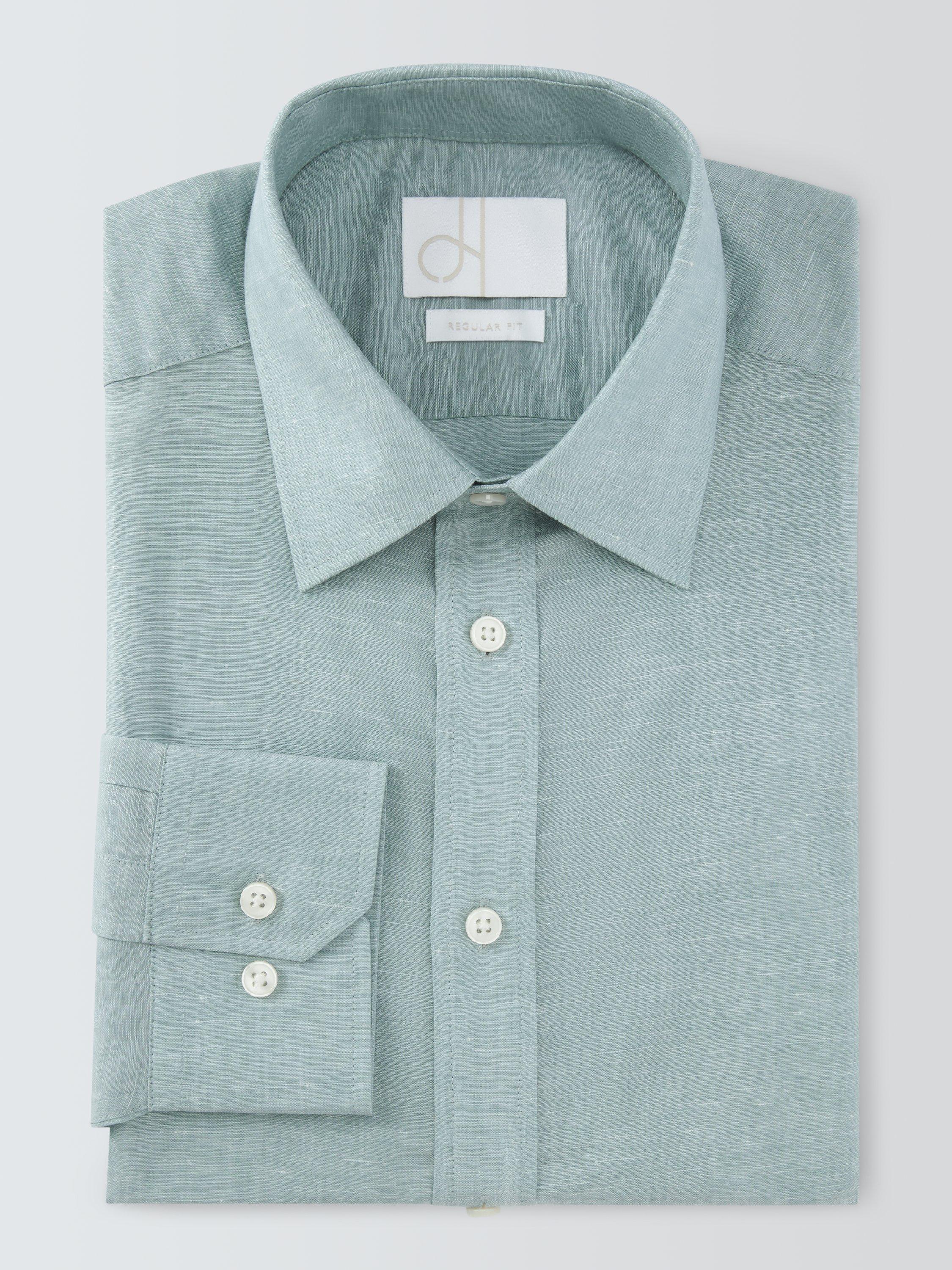 Product image 6 of 8, which shows John Lewis Linen Lyocell Regular Fit Shirt, Aqua Mint, 15/R