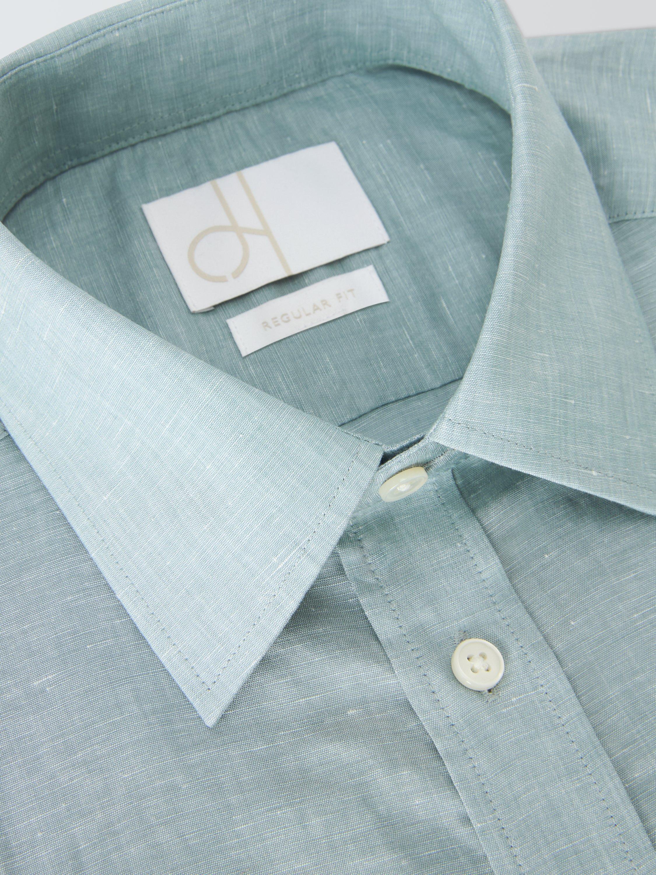 Product image 7 of 8, which shows John Lewis Linen Lyocell Regular Fit Shirt, Aqua Mint, 15/R