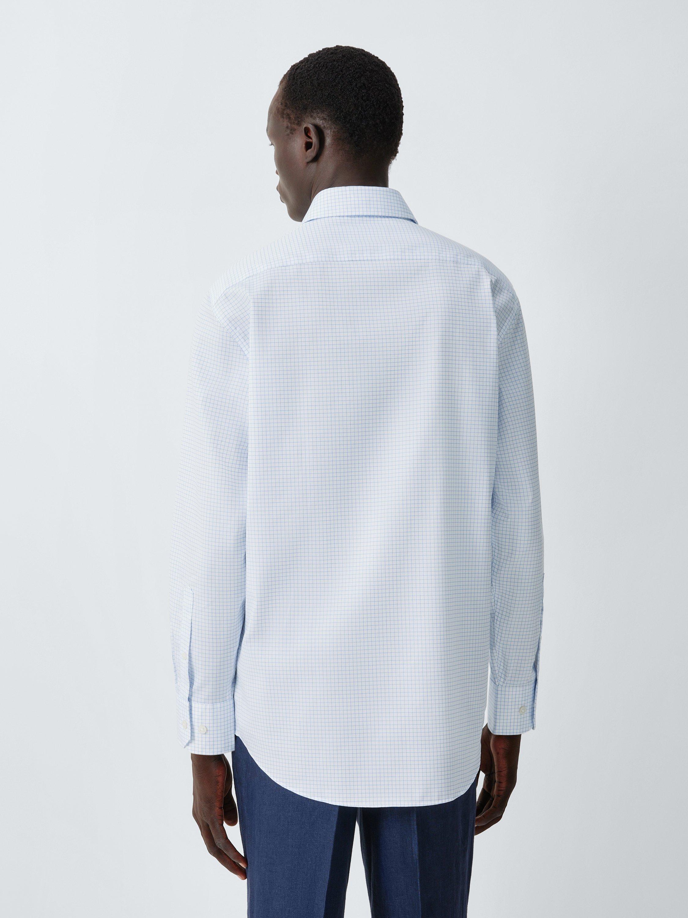 Product image 2 of 8, which shows John Lewis Grid Check Regular Fit Cotton Shirt, White, 15/R