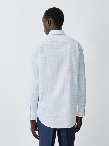 John Lewis Grid Check Regular Fit Cotton Shirt, White - view 2, White