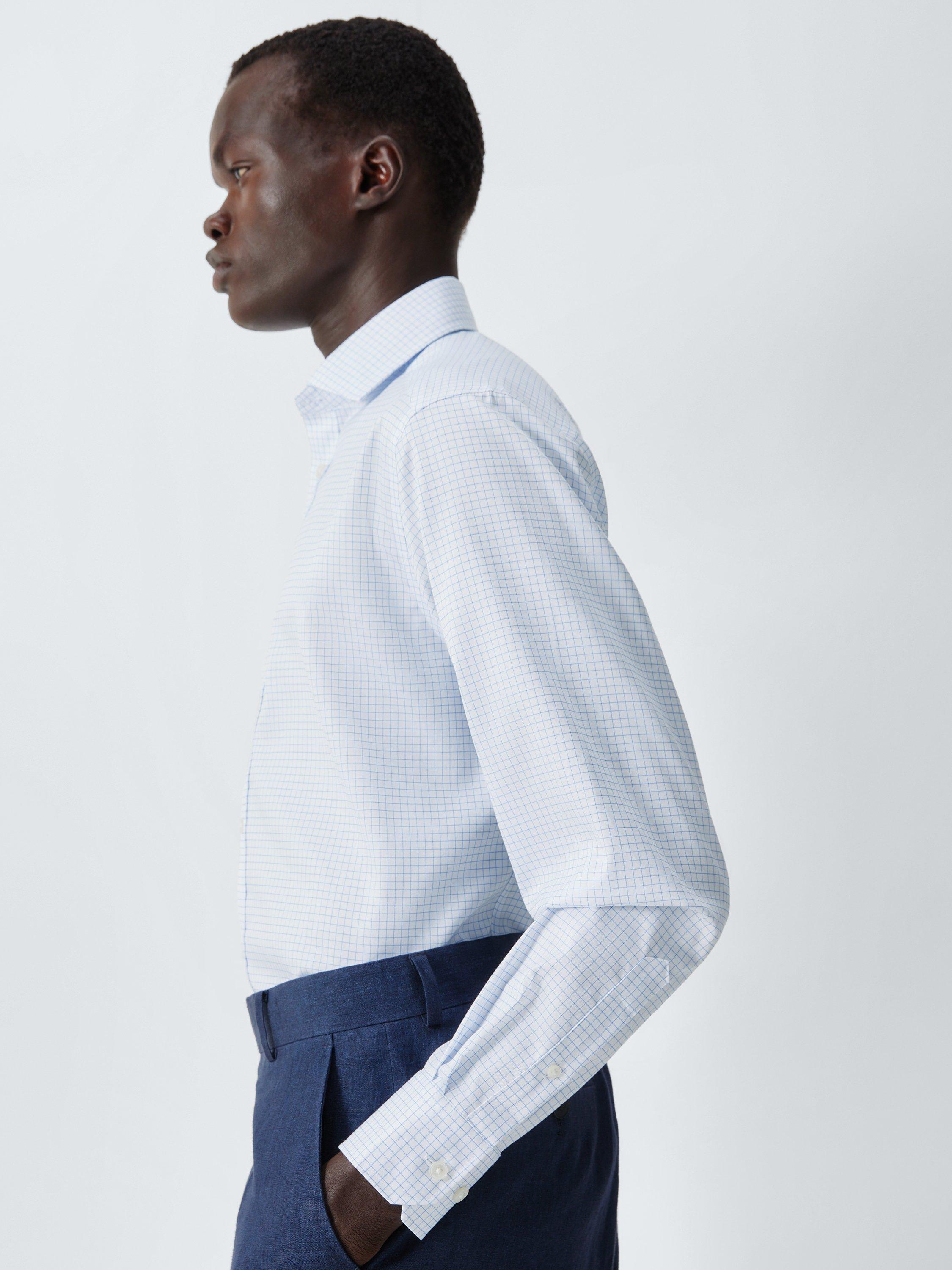 Product image 5 of 8, which shows John Lewis Grid Check Regular Fit Cotton Shirt, White, 15/R