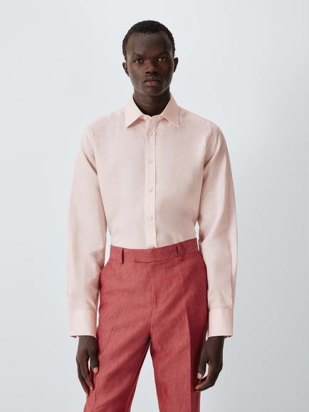 John Lewis Linen Blend Regular Fit Shirt, Pink