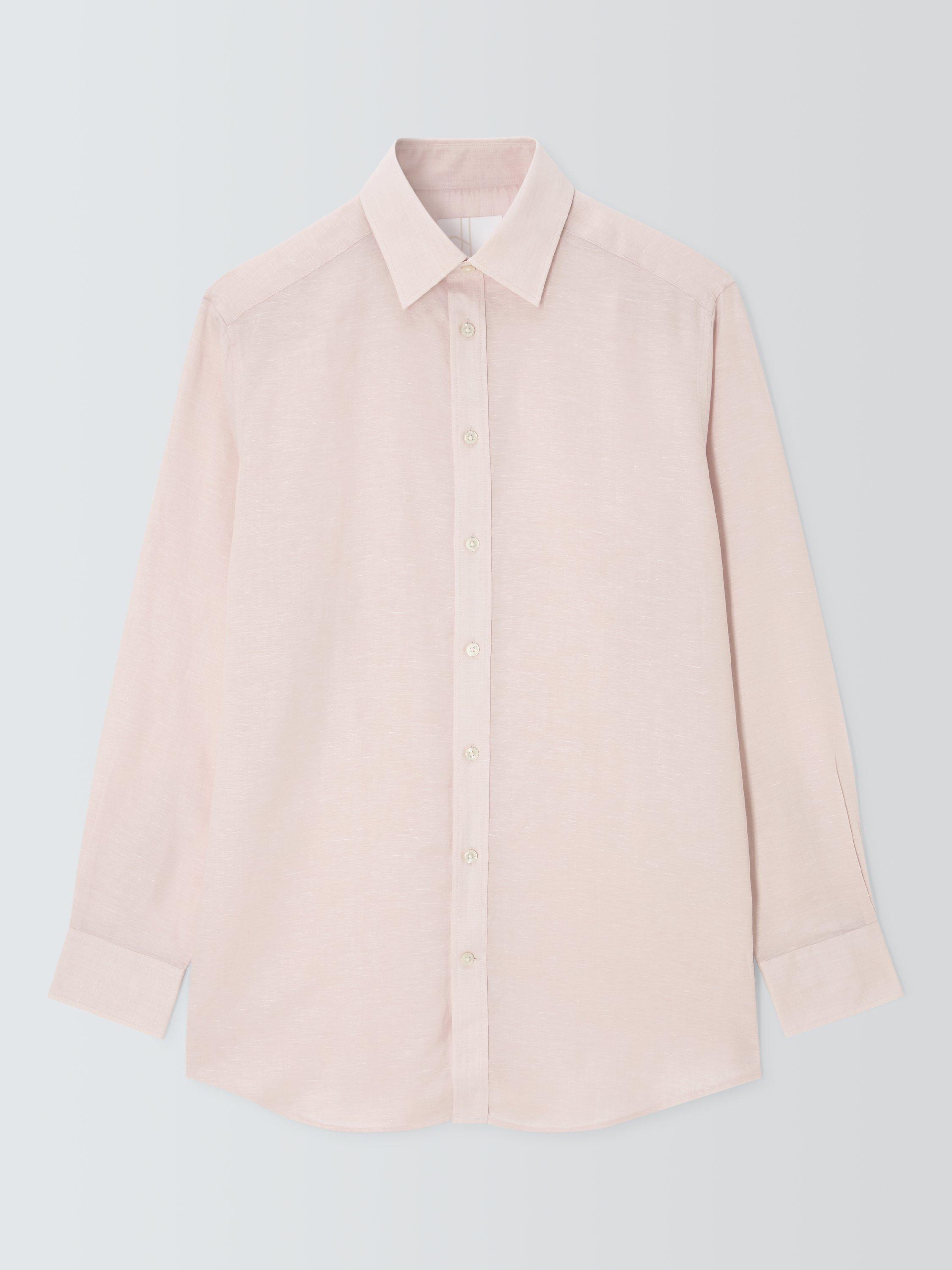 Product image 4 of 8, which shows John Lewis Linen Blend Regular Fit Shirt, Pink, 15/R