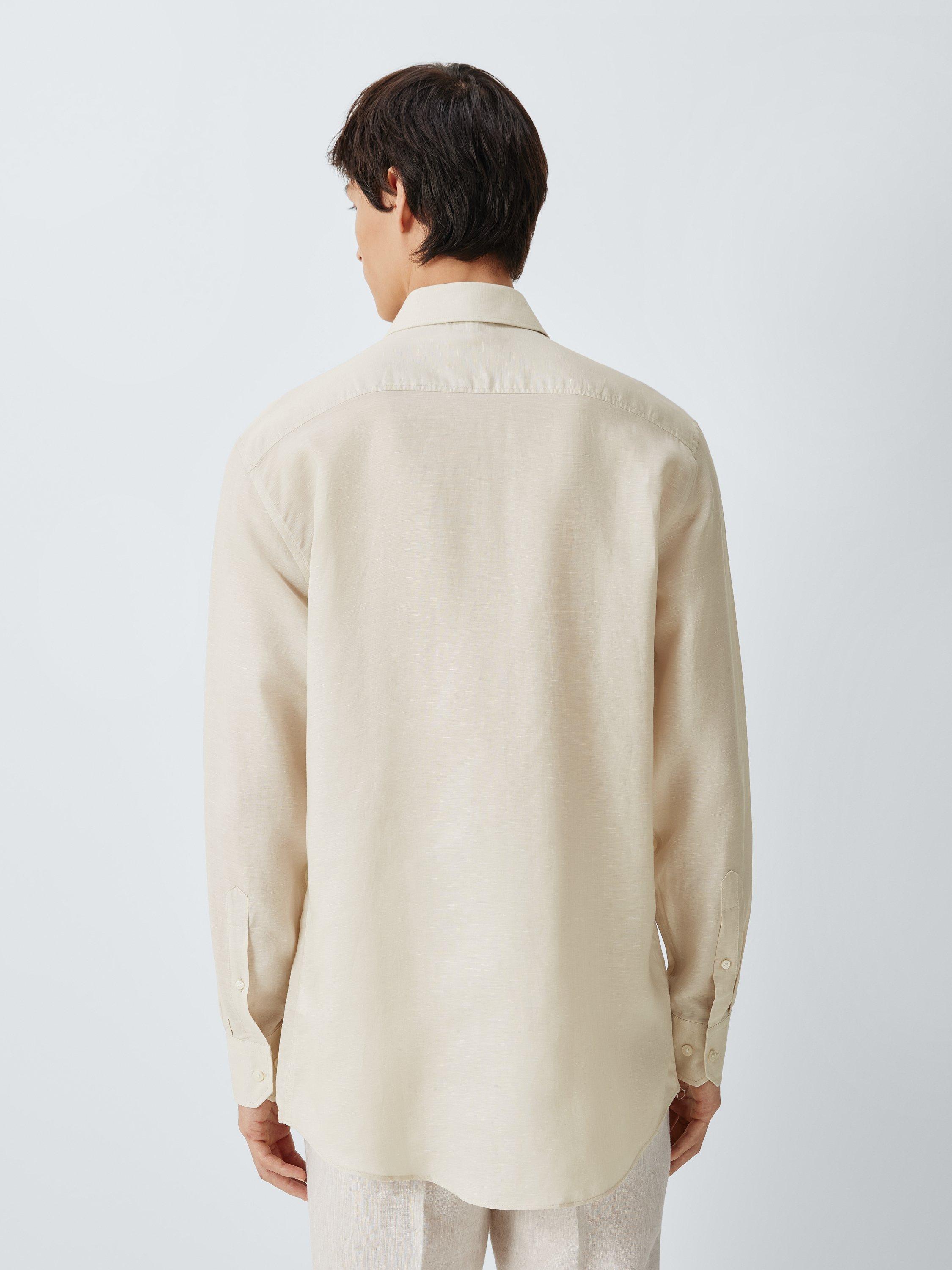 Product image 2 of 8, which shows John Lewis Linen Blend Regular Fit Shirt, Neutral, 15/R