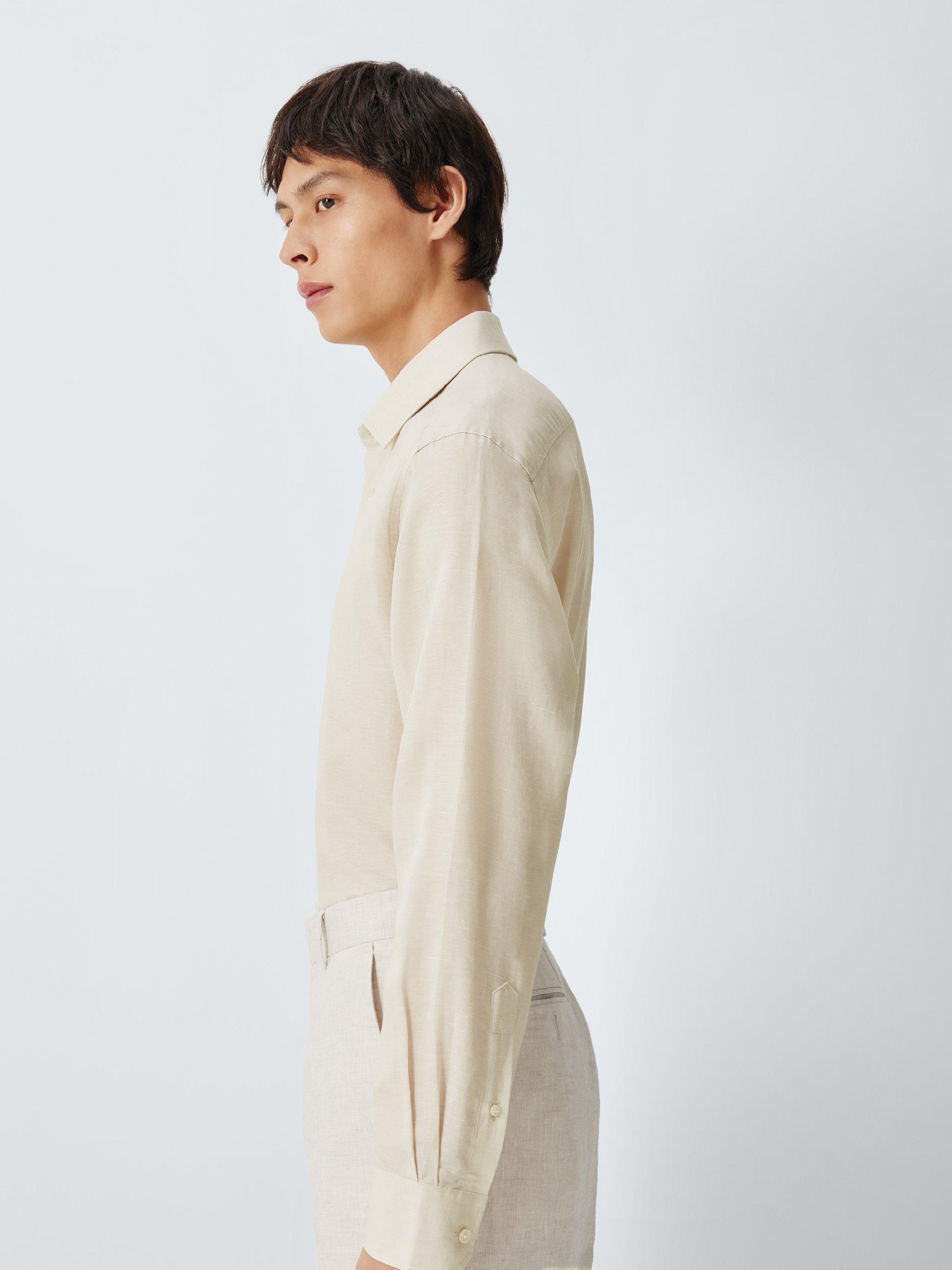 Product image 5 of 8, which shows John Lewis Linen Blend Regular Fit Shirt, Neutral, 15/R