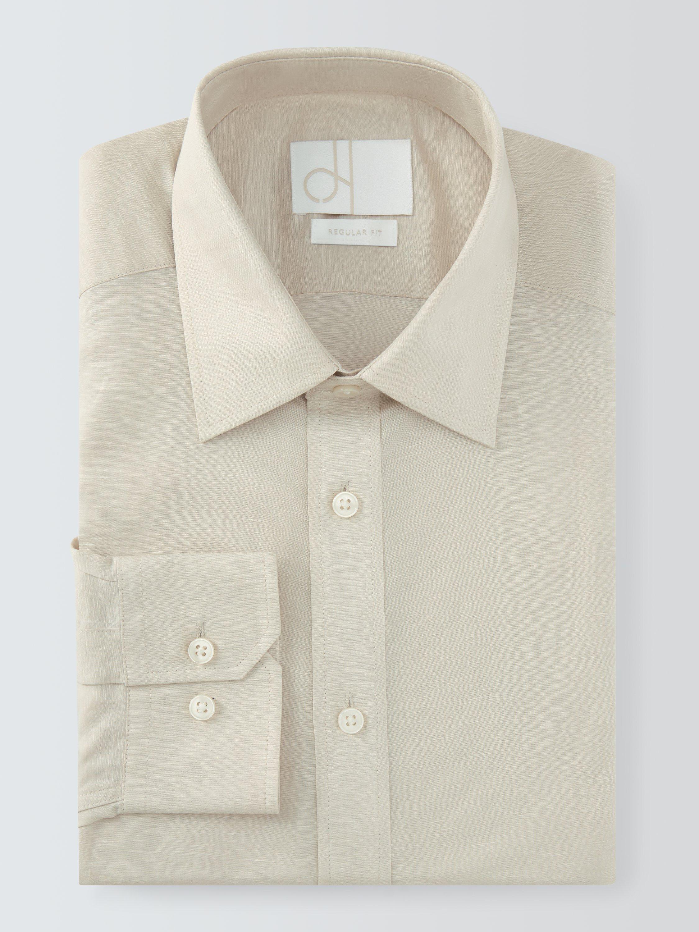 Product image 6 of 8, which shows John Lewis Linen Blend Regular Fit Shirt, Neutral, 15/R