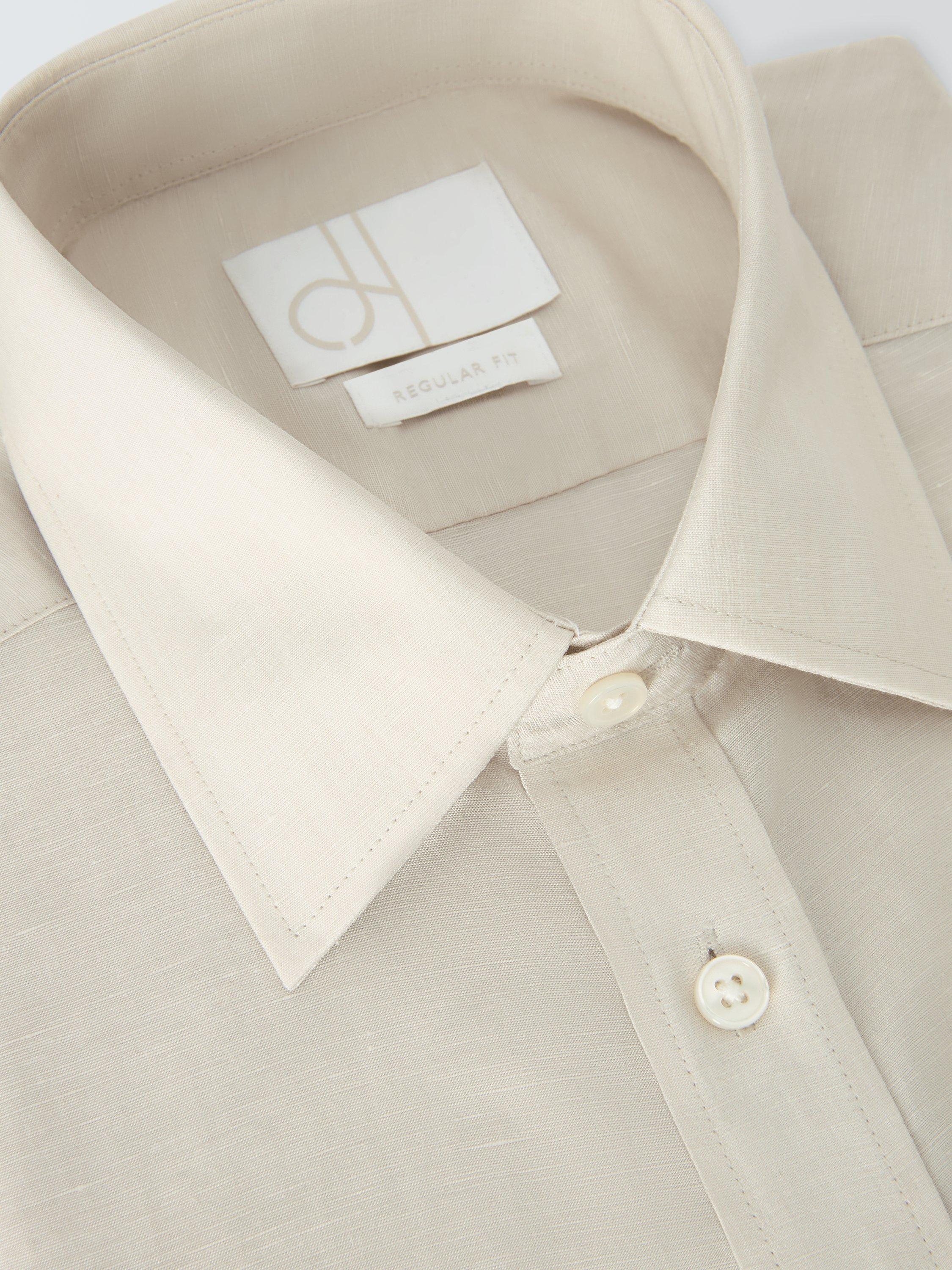 Product image 7 of 8, which shows John Lewis Linen Blend Regular Fit Shirt, Neutral, 15/R