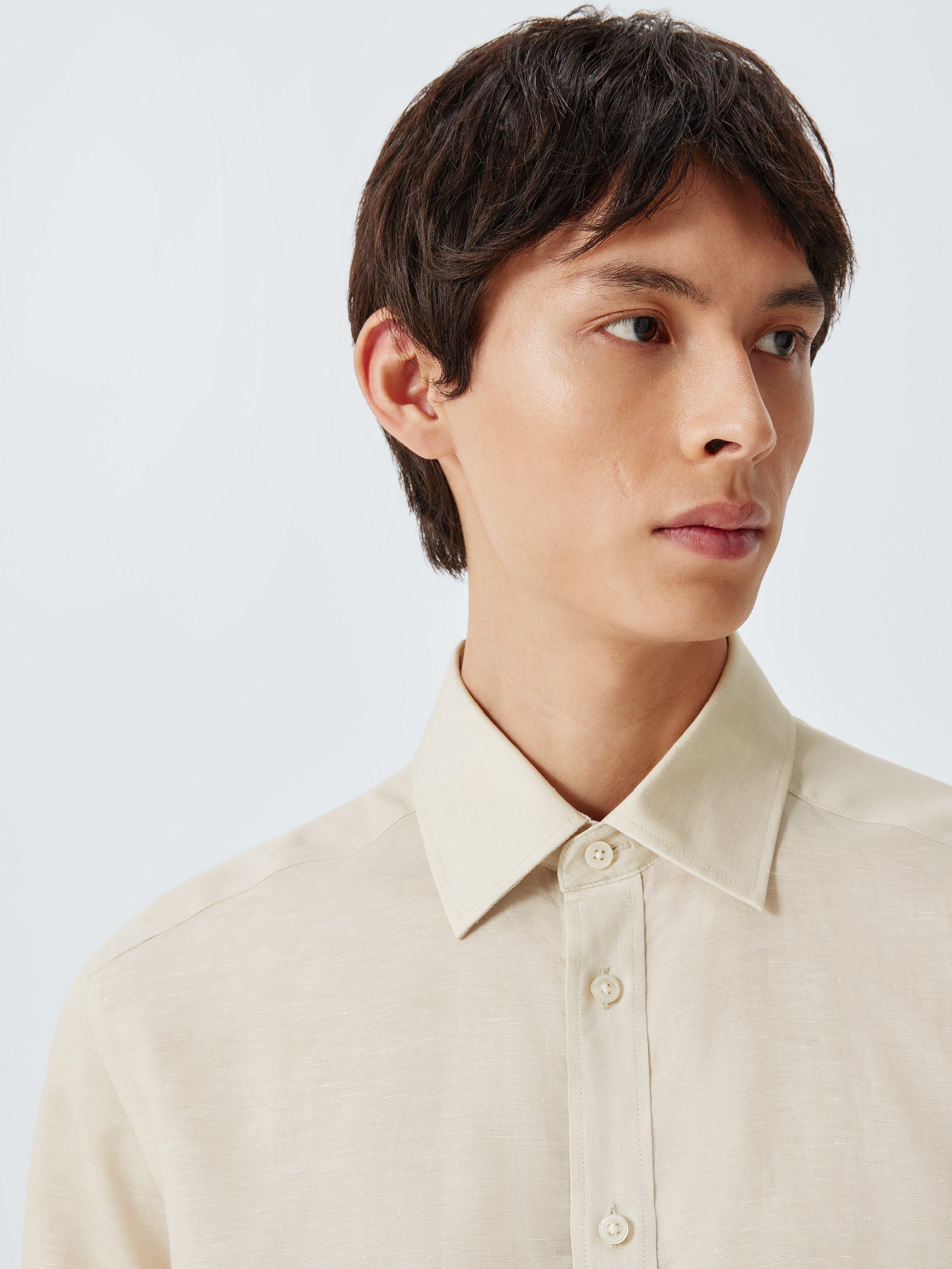 Product image 8 of 8, which shows John Lewis Linen Blend Regular Fit Shirt, Neutral, 15/R