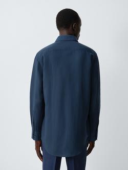 John Lewis Linen Blend Regular Fit Shirt - view 2, Navy