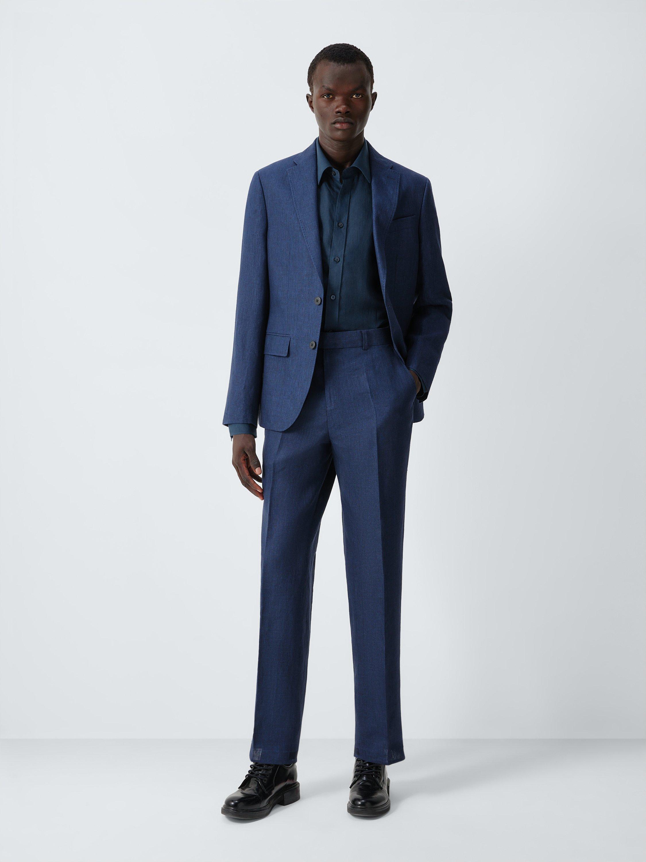 Product image 3 of 8, which shows John Lewis Linen Blend Regular Fit Shirt, Navy, 15/R