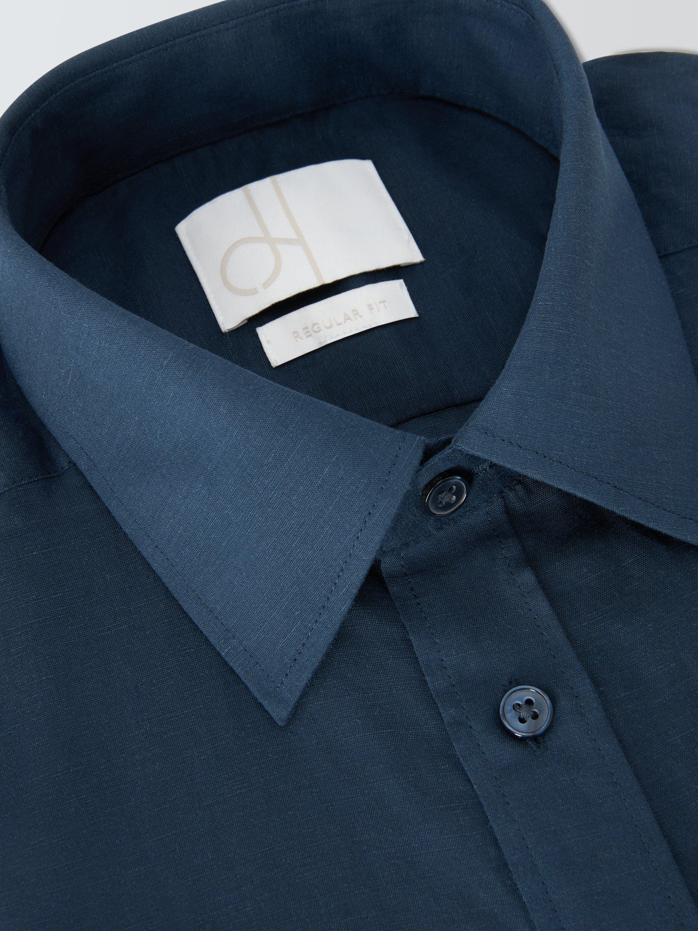 Product image 7 of 8, which shows John Lewis Linen Blend Regular Fit Shirt, Navy, 15/R
