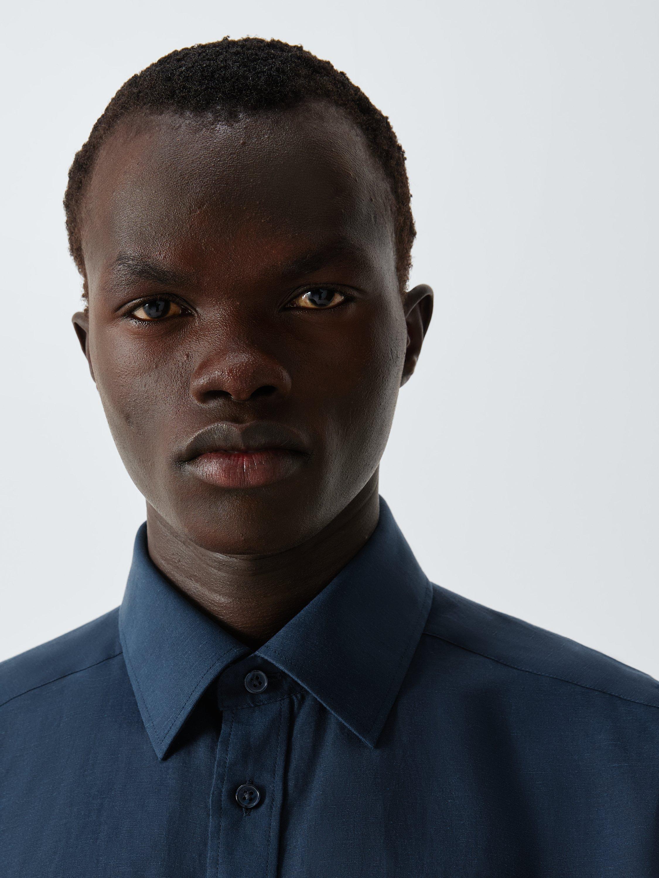 Product image 8 of 8, which shows John Lewis Linen Blend Regular Fit Shirt, Navy, 15/R