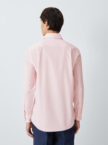 John Lewis Micro Dot Tailored Fit Crease Resistant Dobby Cotton Shirt, Pink - view 2, Pink