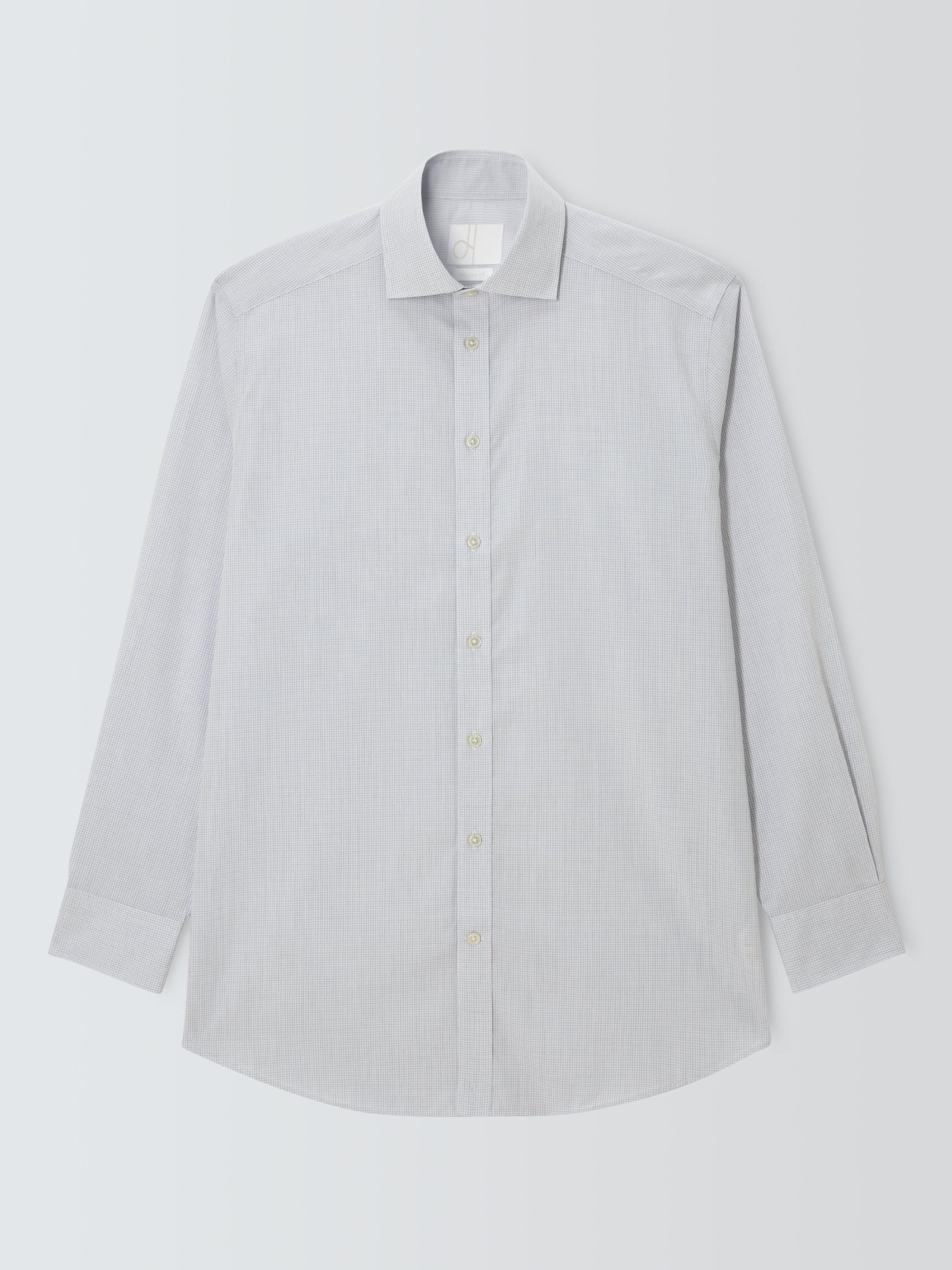 Product image 4 of 8, which shows John Lewis Micro Gingham Regular Fit Crease Resistant Cotton Shirt, Grey, 15/R
