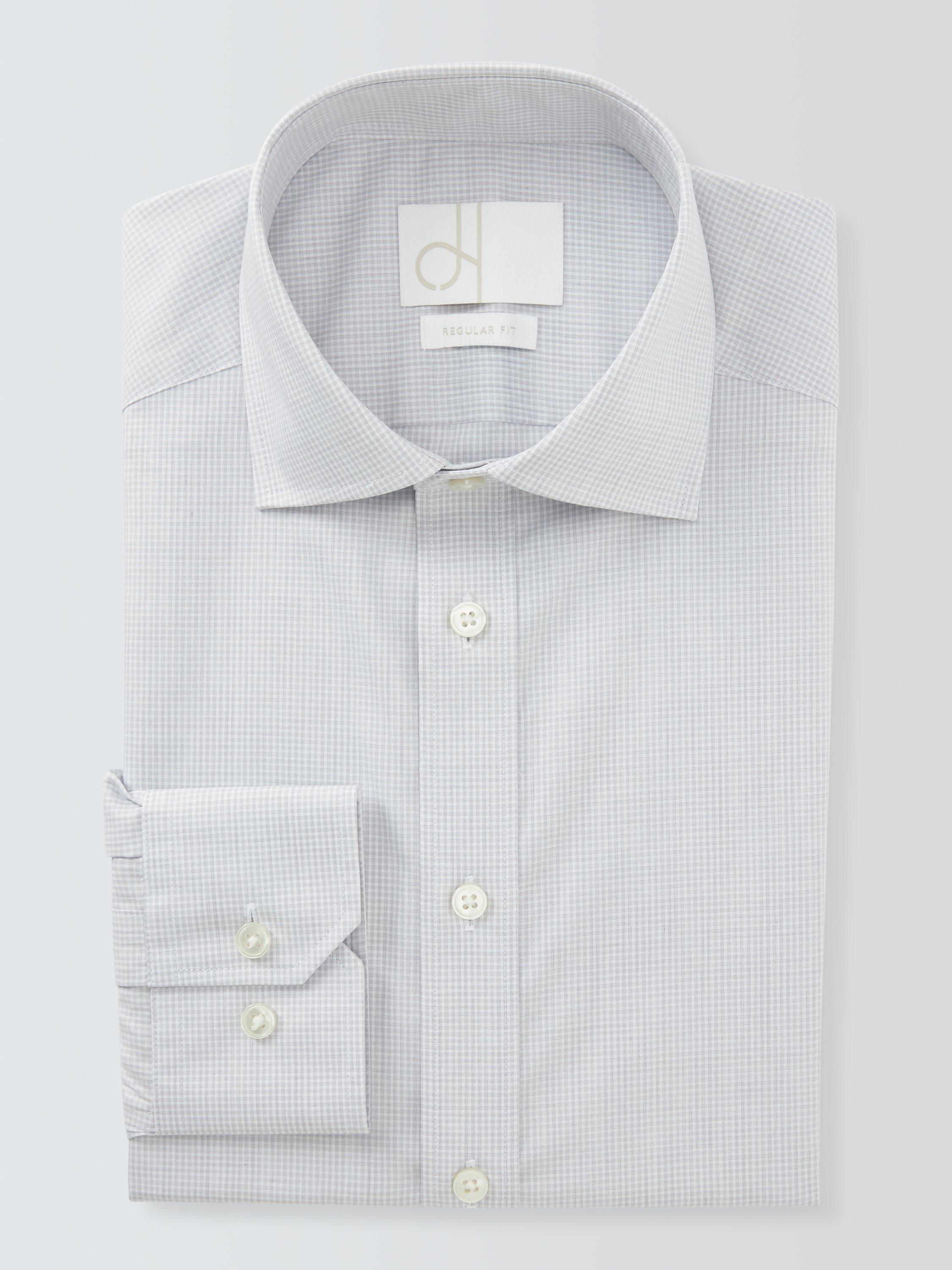 Product image 6 of 8, which shows John Lewis Micro Gingham Regular Fit Crease Resistant Cotton Shirt, Grey, 15/R