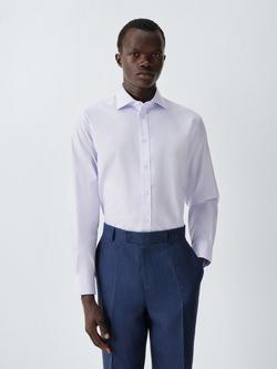 John Lewis Micro Gingham Regular Fit Crease Resistant Cotton Shirt, Lilac