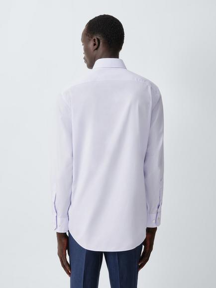 John Lewis Micro Gingham Regular Fit Crease Resistant Cotton Shirt - view 2, Lilac