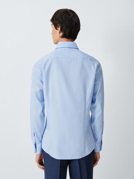 John Lewis Slim Fit Crease Resistant Cotton Shirt, Blue - view 2, Blue