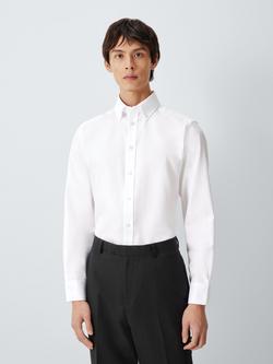 John Lewis Tailored Fit Crease Resistant Cotton Twill Shirt, White, White