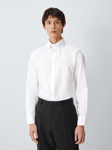 John Lewis Tailored Fit Crease Resistant Cotton Twill Shirt, White, White