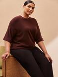 Live Unlimited Curve Elbow Sleeve Knit Top, Brown