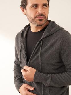 Truly Cashmere Knit Hoodie, Charcoal Marl - view 2, Charcoal Marl